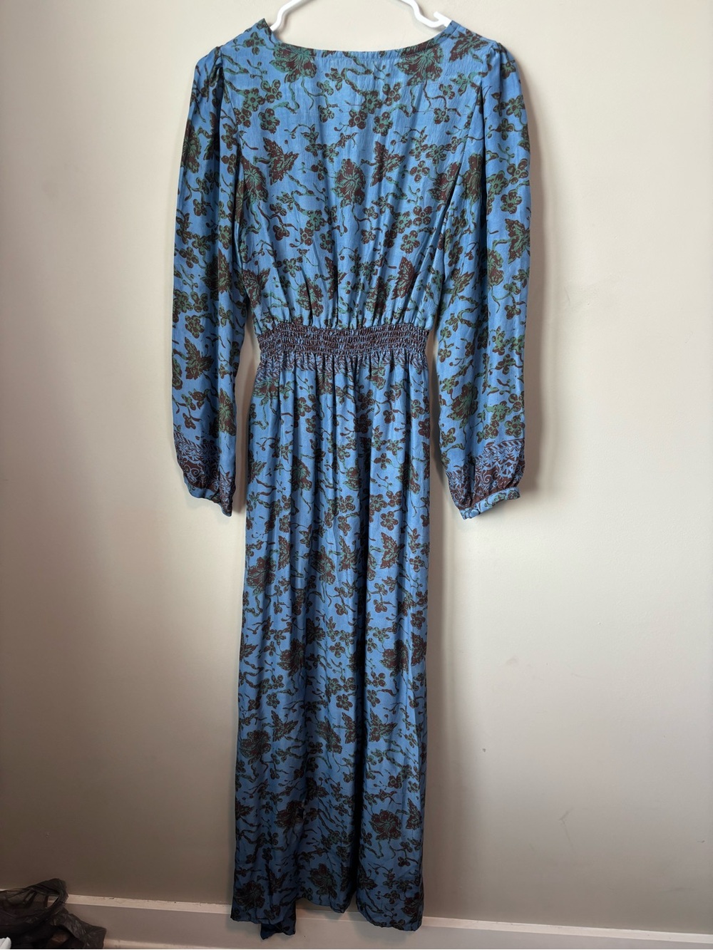 Natalie Martin Floral Maxi Blue Dress 100% Silk size XS/S - Picture 5 of 7